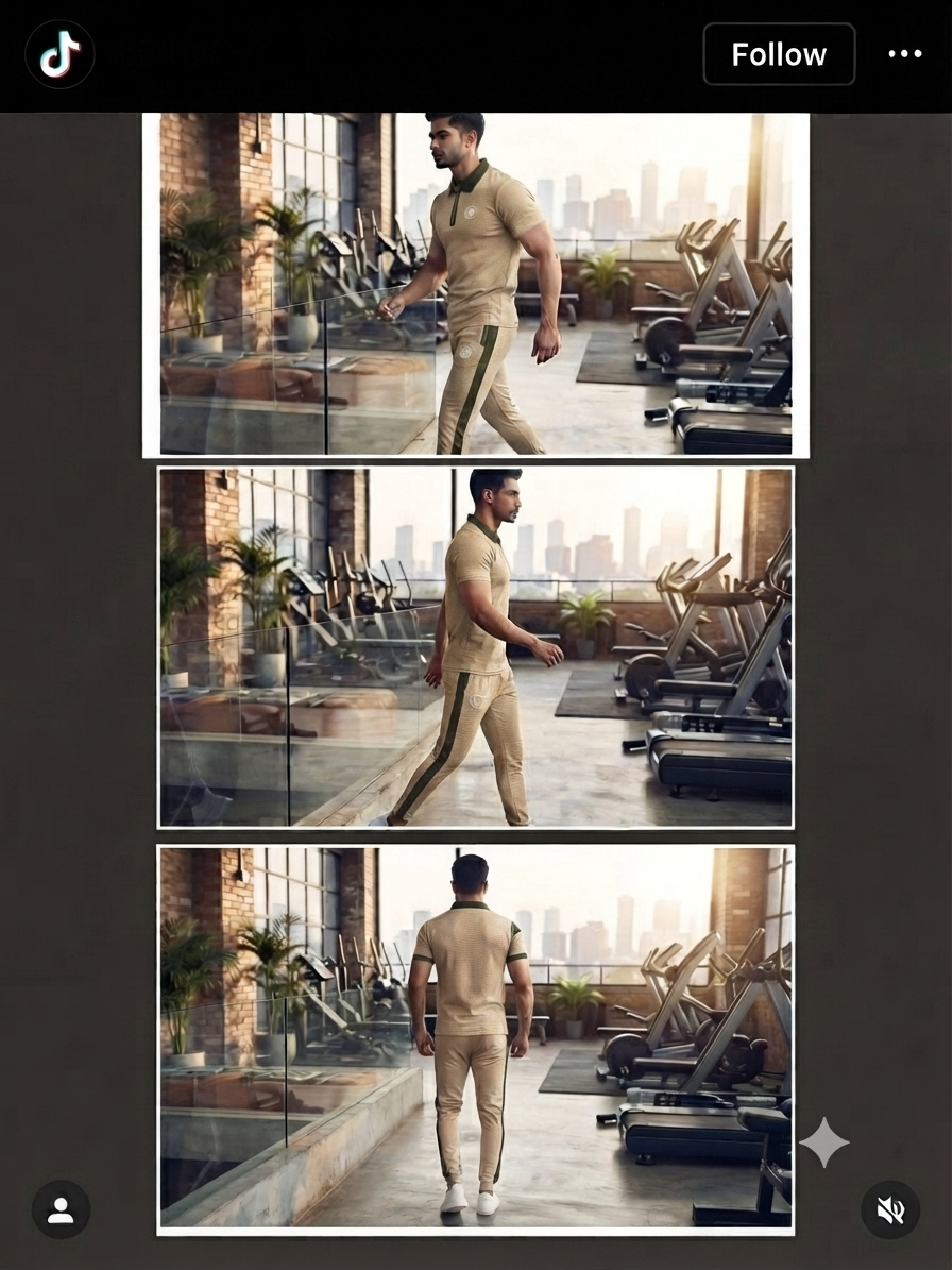 Premium Men's "Design IB" Beige & Dark Green Dry-Fit Tracksuit Set