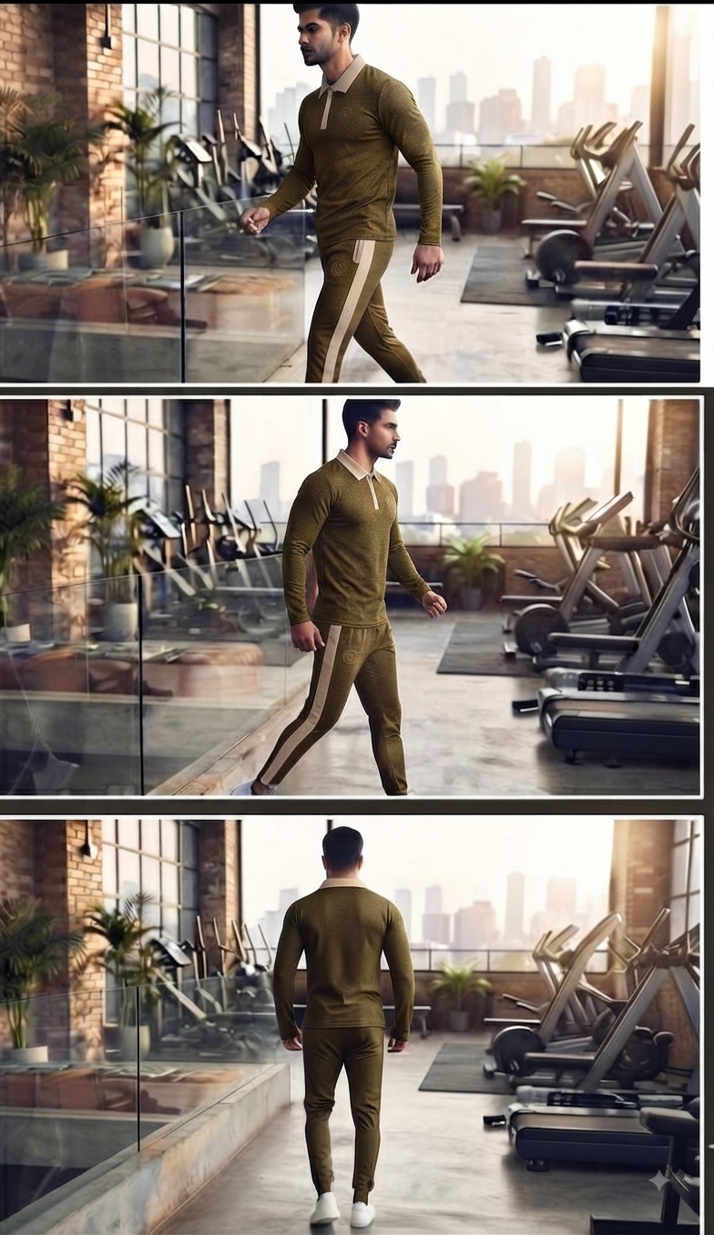 DESIGN IB Premium Dry Fit Tracksuit - Olive Beige | Polo Collar | M-3XL