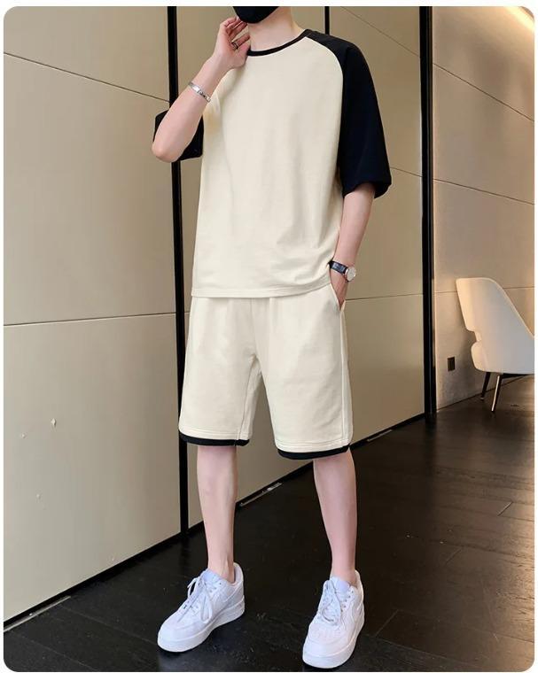 Men's Premium Raglan Cotton T-Shirt & Shorts Tracksuit - 2 Pcs Set