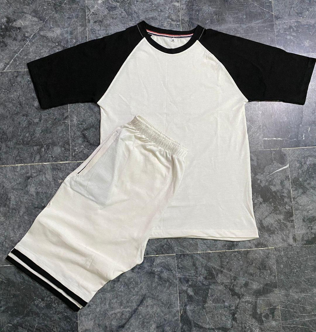 Men's Premium Raglan Cotton T-Shirt & Shorts Tracksuit - 2 Pcs Set