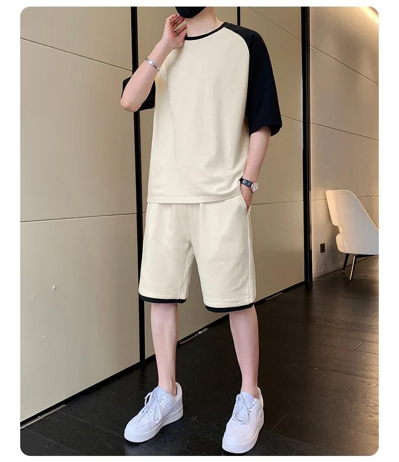 Men's Premium Raglan Cotton T-Shirt & Shorts Tracksuit - 2 Pcs Set