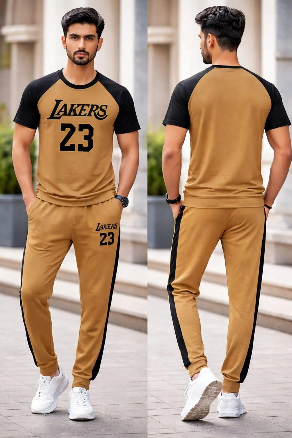 Men's Premium Lakers 23 Printed Cotton Tracksuit Combo
Stylish 2-Piece Raglan Sleeve Sports Gym & Casual Wear