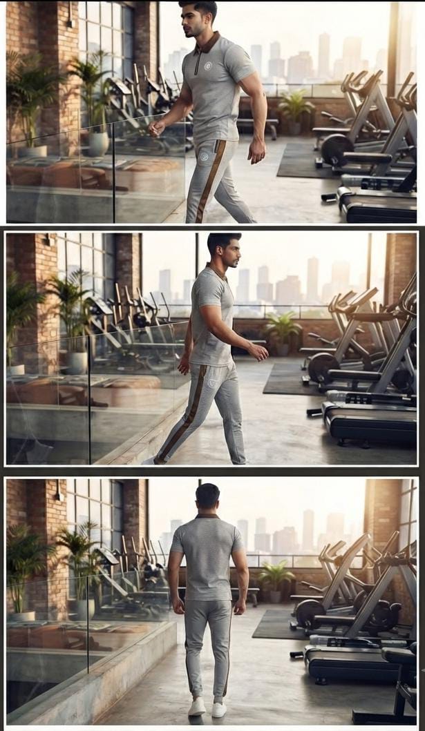 Premium Men's "Design IB" Half-Sleeve Dry-Fit Tracksuit Set