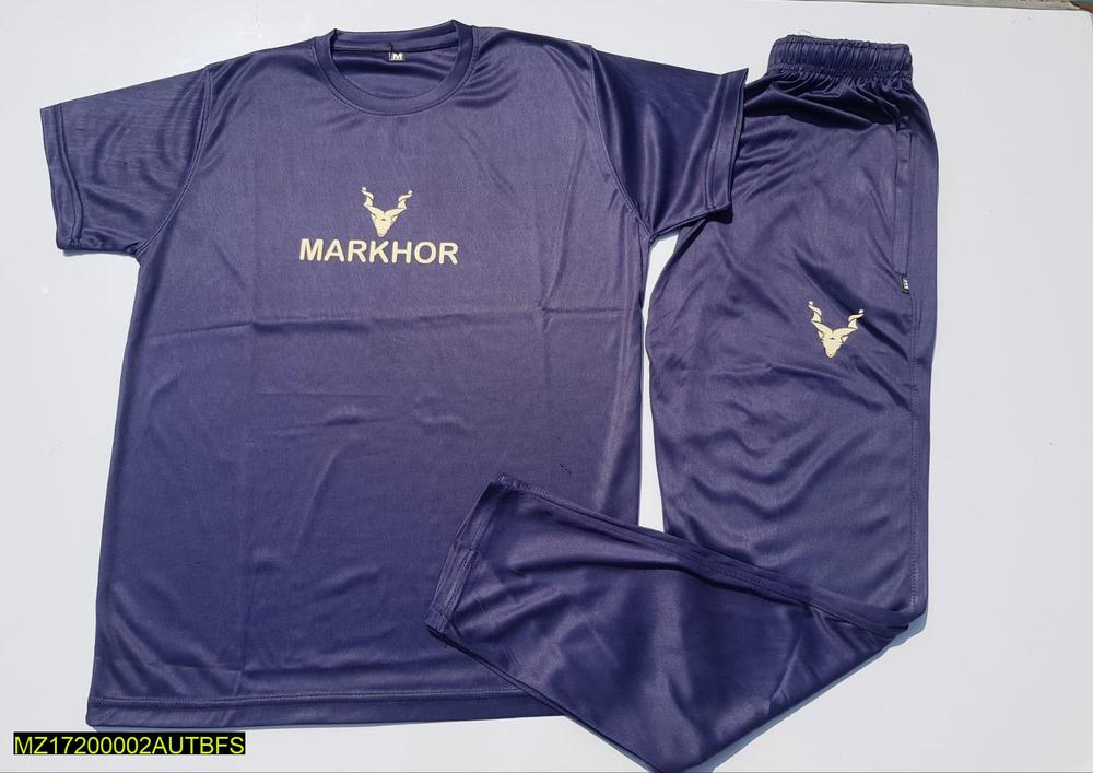 Men's Premium Micro Interlock Markhor Printed T-Shirt & Tracksuit Set