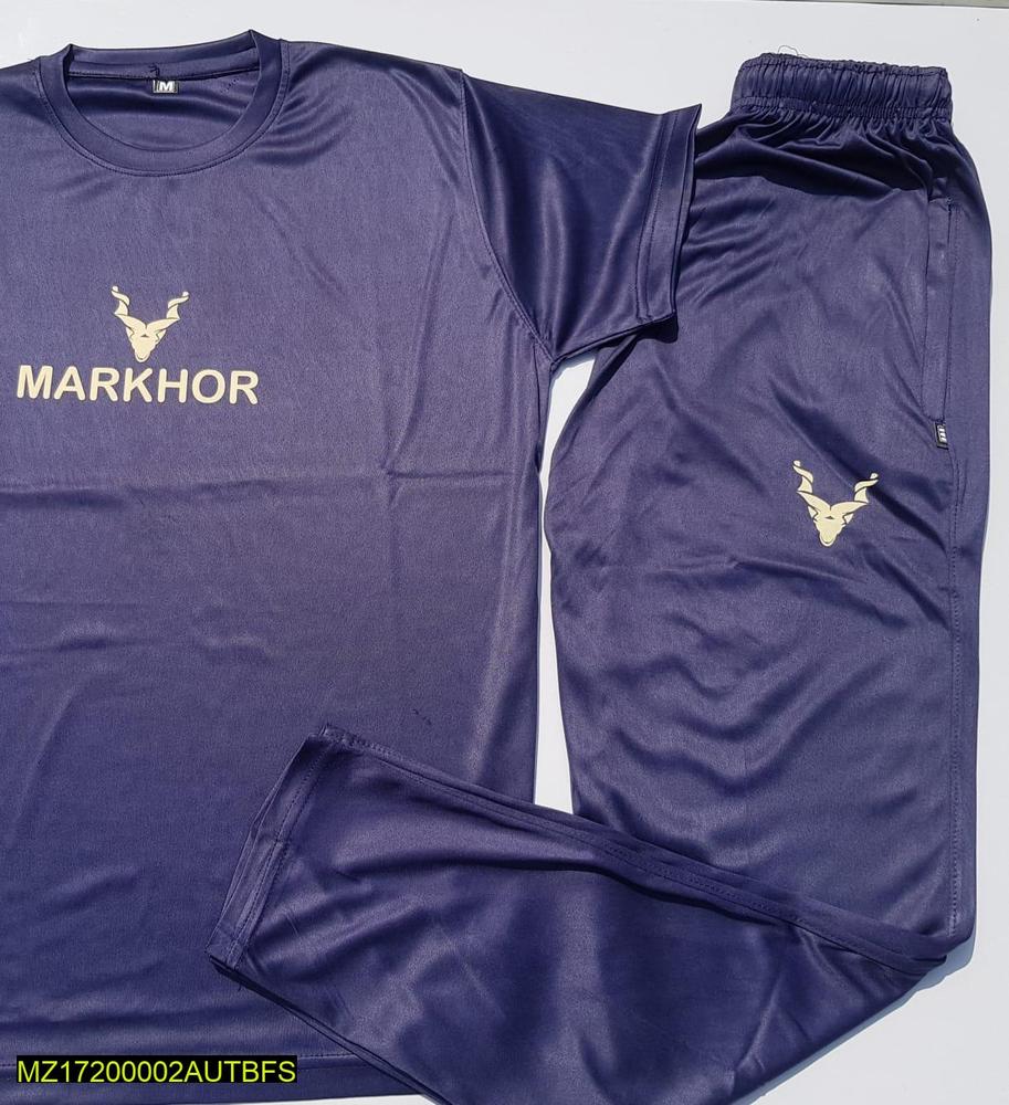 Men's Premium Micro Interlock Markhor Printed T-Shirt & Tracksuit Set