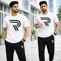 Men's Premium R-Flex Signature Graphic White T-Shirt & Black Trouser Set
