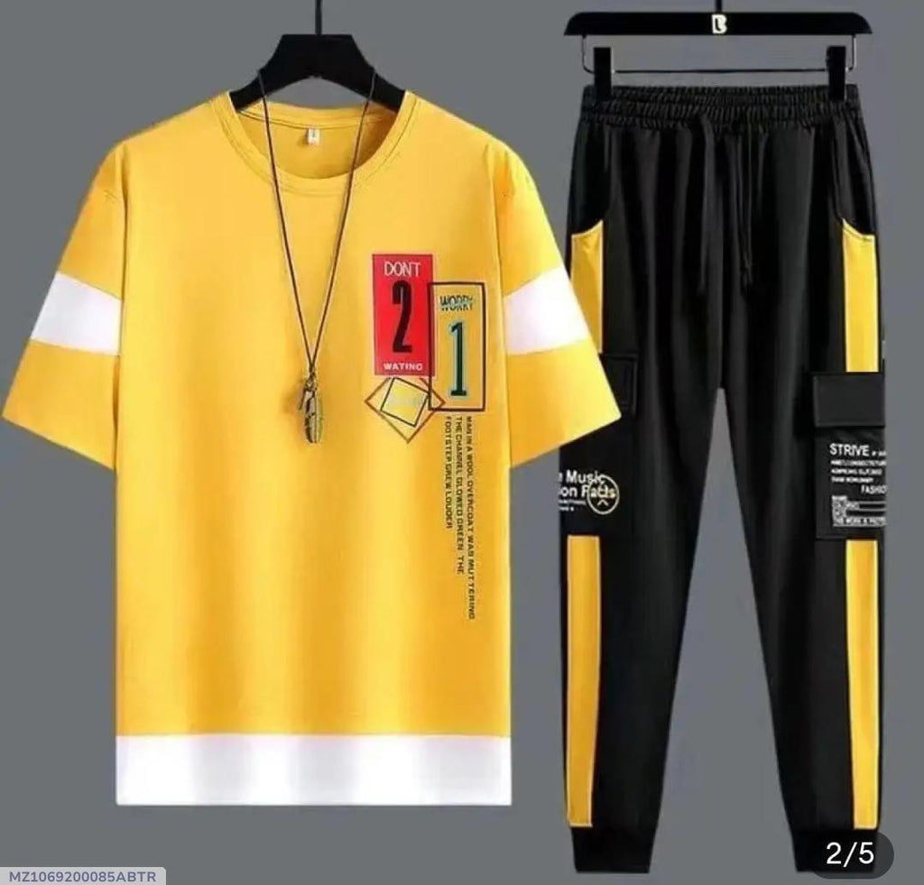 Men's Premium Yellow Graphic Printed Tracksuit Combo
Stylish 2-Piece Round Neck Sports & Casual Gym Wear