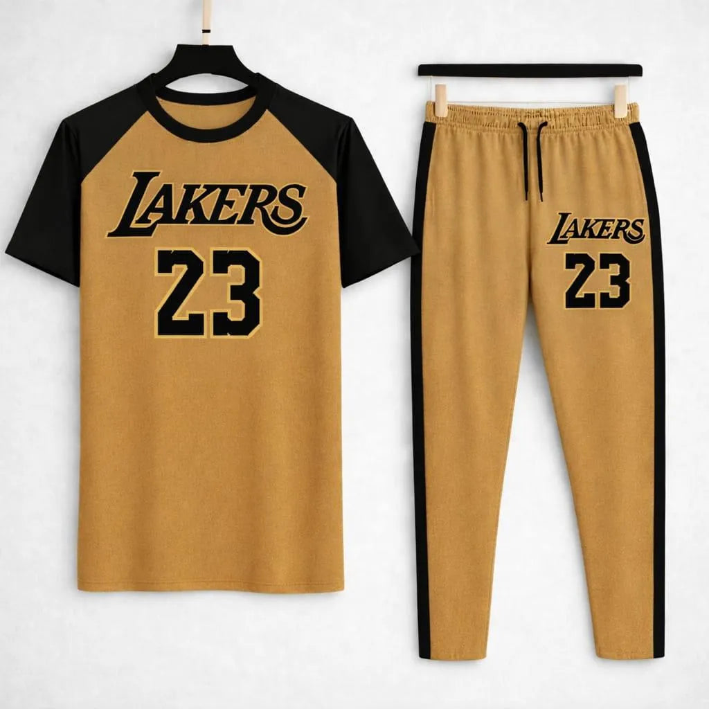 Men's Premium Lakers 23 Printed Cotton Tracksuit Combo
Stylish 2-Piece Raglan Sleeve Sports Gym & Casual Wear