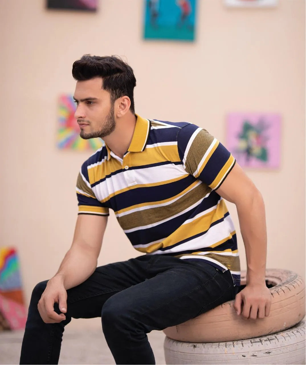 Men's Premium Multicolor Striped Cotton Polo Shirt
Trendy Casual Short Sleeve Collar Neck Summer T-Shirt