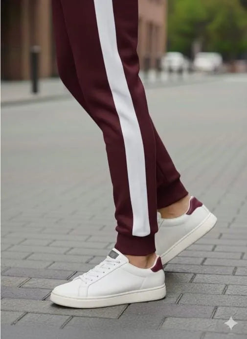 Men's Premium Dri-Fit Colorblock Maroon Round Neck Tracksuit Set