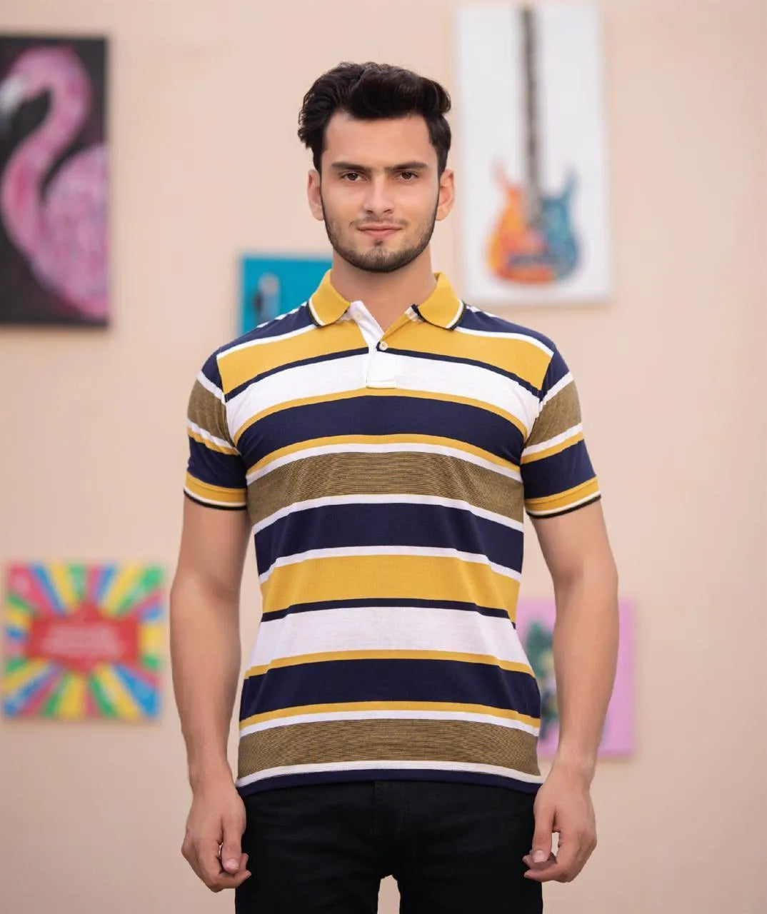 Men's Premium Multicolor Striped Cotton Polo Shirt
Trendy Casual Short Sleeve Collar Neck Summer T-Shirt