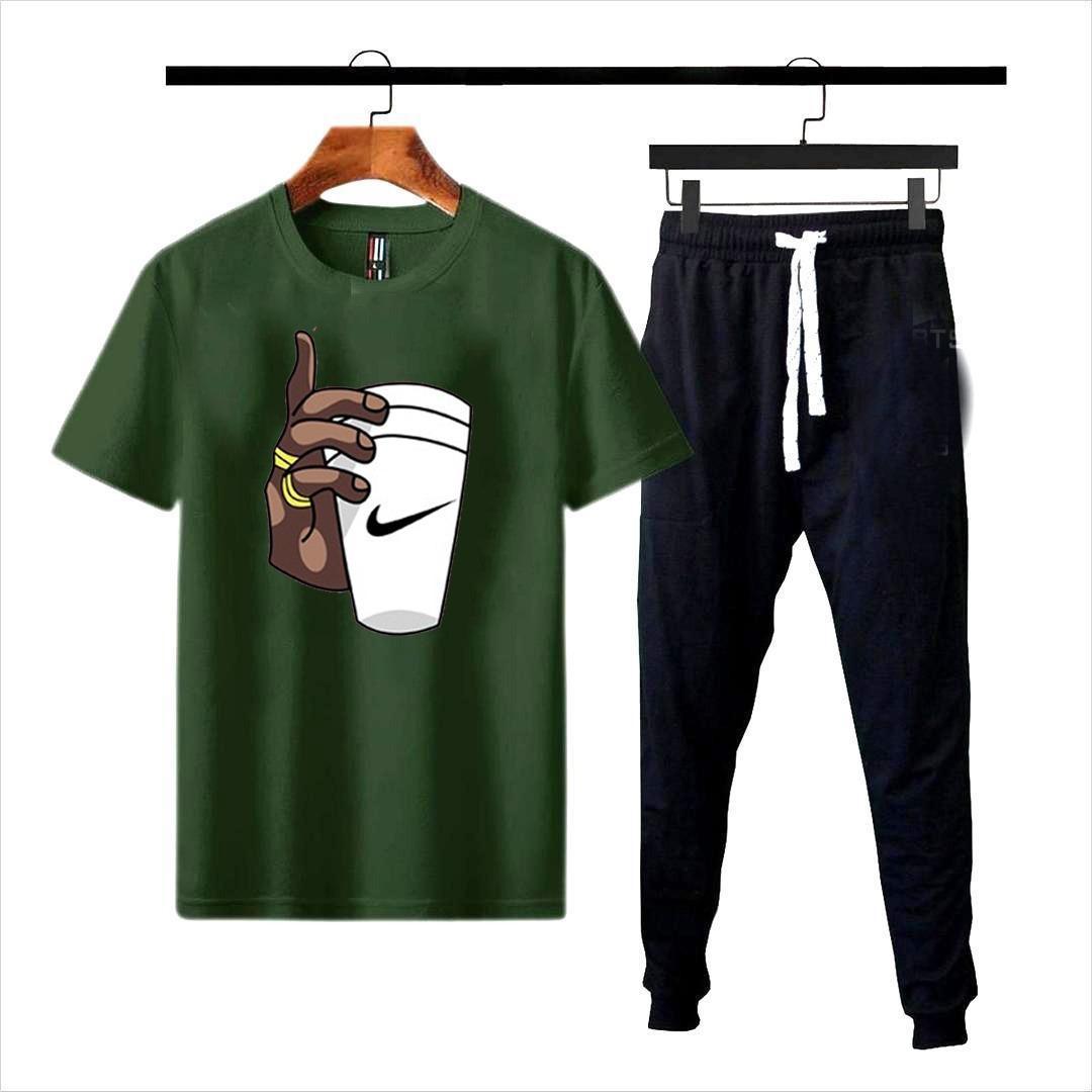 Men's Premium Cotton Printed Round Neck T-Shirt & Trouser Set