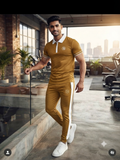Premium Men's "Design IB" Mustard & White Dry-Fit Tracksuit Set